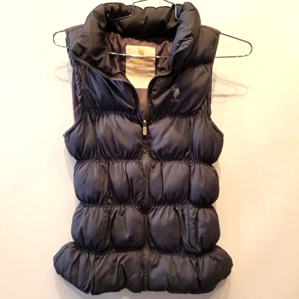 US Polo Association Puffer Vest Grey Green Down - like Full Zip Vest Size L